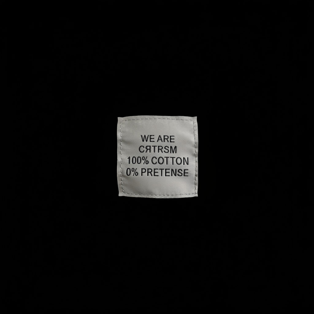 White tee hem on black background