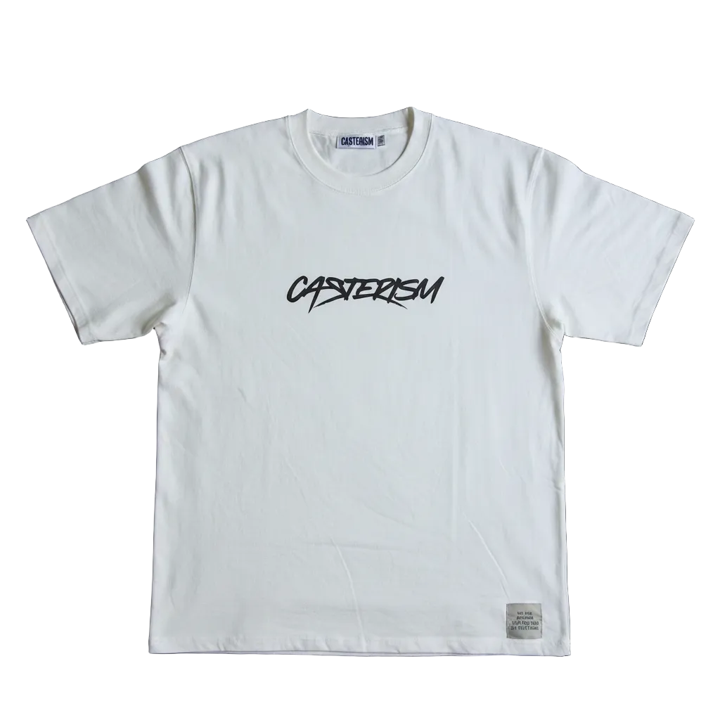 White tee on black background