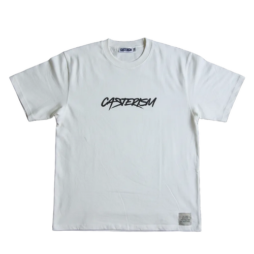 White tee on black background